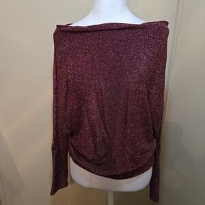 Day Trip Women's Blouse wine silver long sleeve